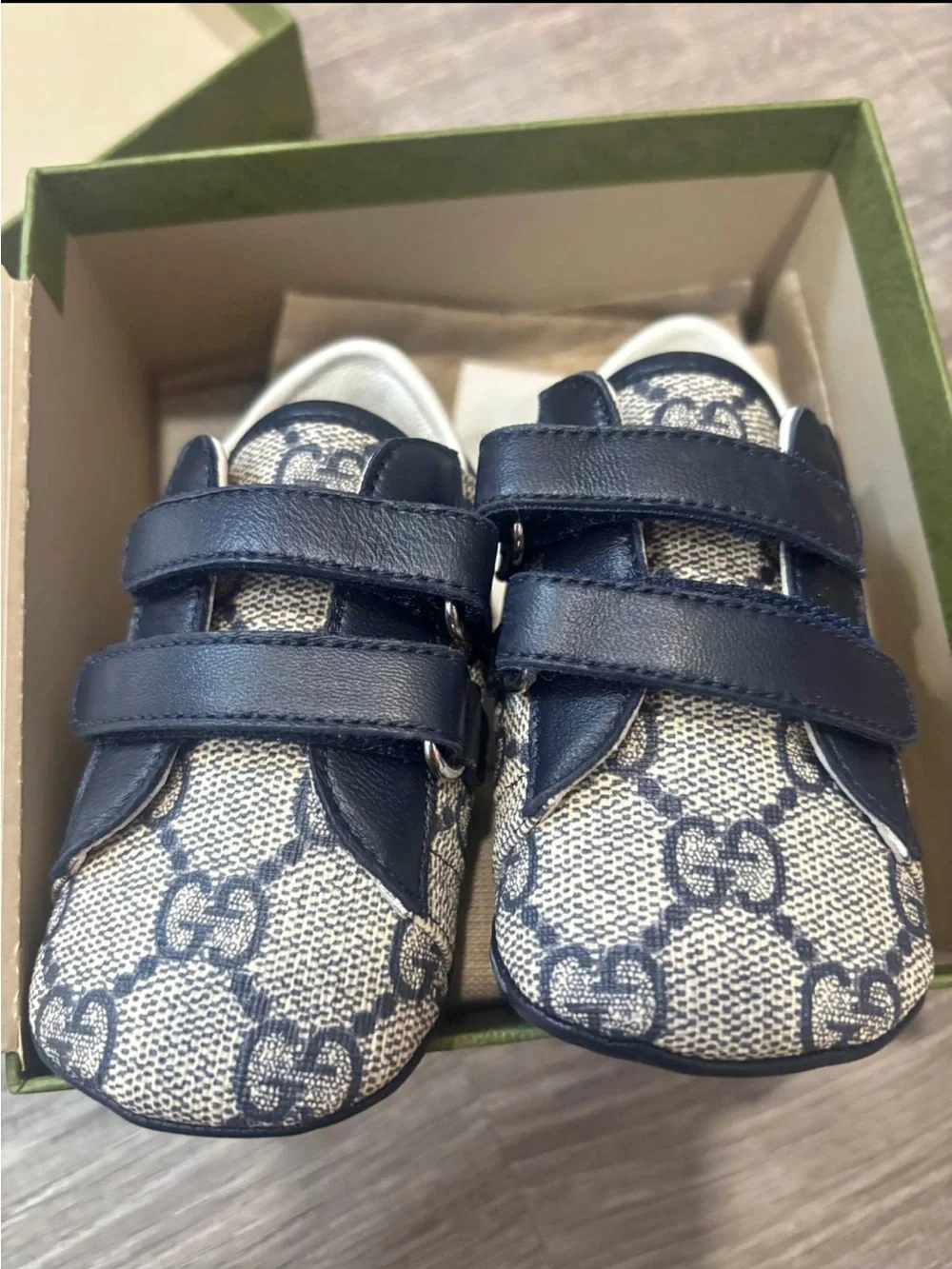Gucci baby shoes Ace GG Supreme blue and grey bootie 18 size